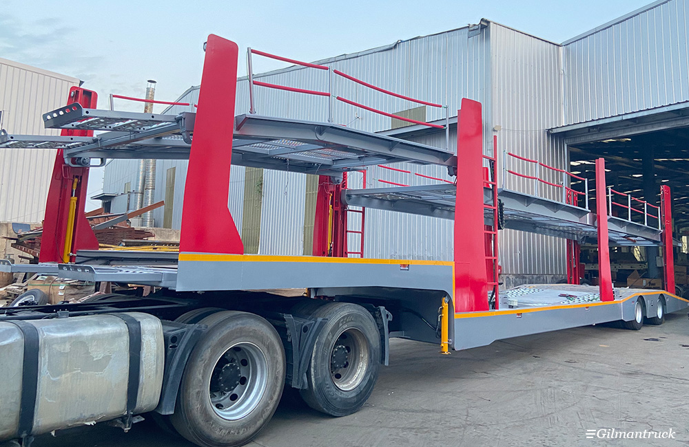 Two-axle trailer train for car carrier semi-trailer