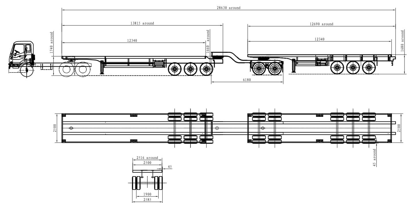 Flatbed double trailer