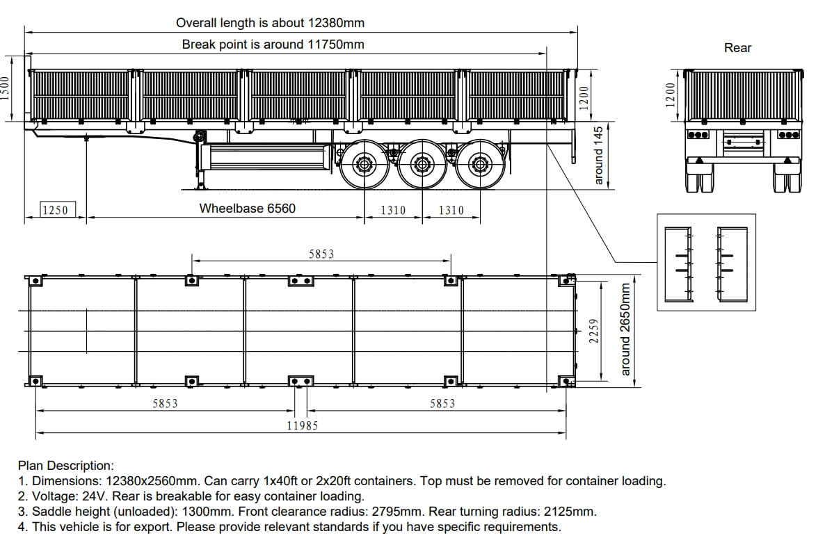 Three-axle Cargo Fence Semi-Trailer